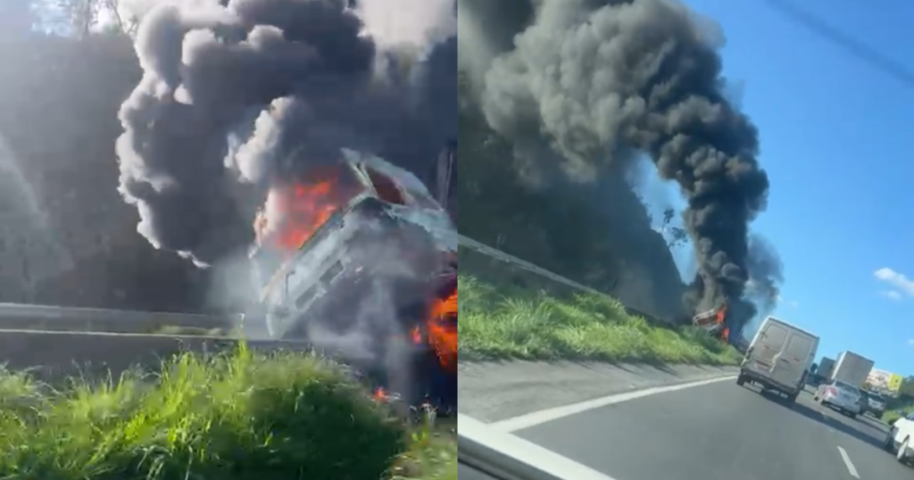 Caminhão em Chamas Interrompe Trânsito na BR-040 em Minas Gerais