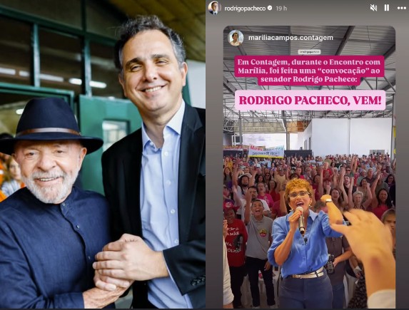 Pacheco recebe apelo de Marília Campos para candidatura ao governo de MG: ‘Rodrigo, vem’ Pacheco recebe apelo de Marília Campos para candidatura ao governo de MG: 'Rodrigo, vem'