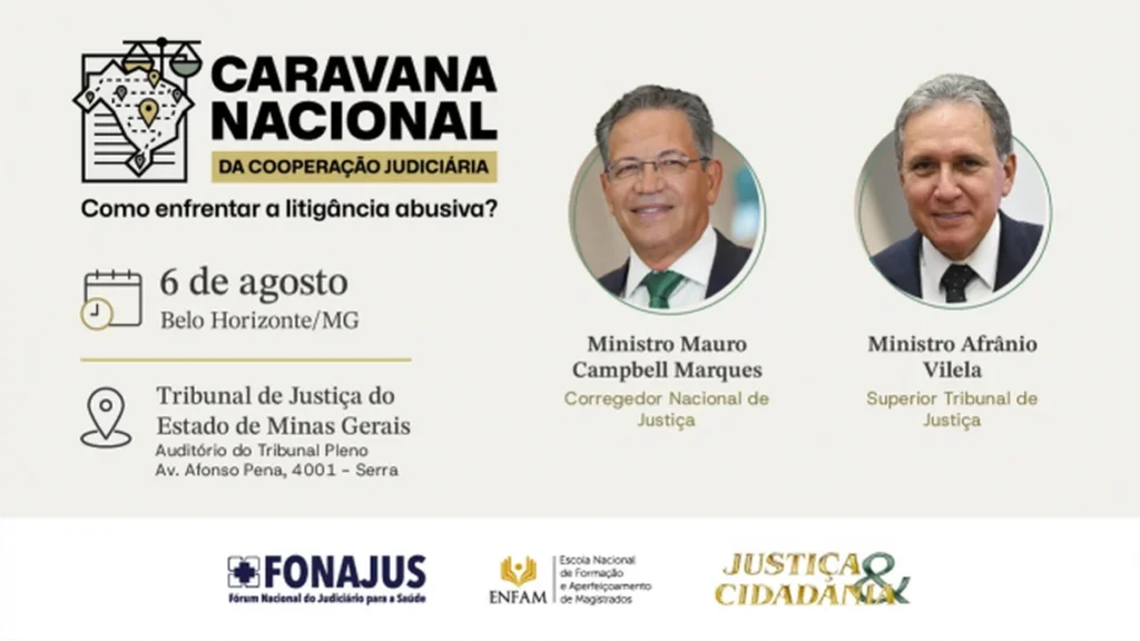 14ª Caravana Nacional da Cooperação Judiciária chega a Minas Gerais em agosto de 2026